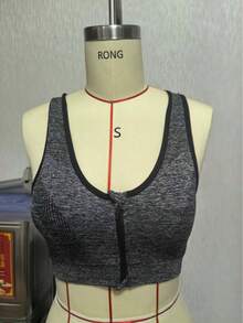 Runway Rest Wireless Tank-Style Front Zipper Sports Bra, Lightweight Push-Up Lift Bra - Black - View 6