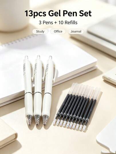 Hiiot White Minimalist Style, Soft Rubber Grip With Anti-Slip Function, Replaceable Ink Refill, Durable And Stable Writing, Portable And Easy To Carry, Essential For Back To School Season, Perfect For Students, Office Use And Teachers' Lesson Planning And Grading