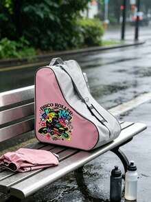 Fashion Graffiti Print Roller Skate Bag - Large Capacity Breathable Inline Skate Storage Bag With Adjustable Shoulder Strap And Waterproof Design, Portable Zippered Skating Equipment Handbag, Breathable Lightweight Skating Equipment Bag Suitable For Outdoor Street Skating, Park Training, Travel Fitness And Sports Roller Skating Rink Training, Roller Disco Skating Party And All Types Of Skating Enthusiasts (Teenagers, Men And Women) - Multicolor - View 7
