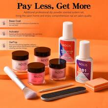 NOCIS Dip Powder Nail Kit - 4 Color Starter Set With Nude, Pink, Glitter & White, Plus Base, Top Coat & Activator Liquid, Nail Buffer, Brush & File - Acrylic Dipping System For DIY Manicure, Unscented, No Power Needed. - Multicolor - View 3