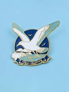 Blue Ocean Bird Brooch – Flying Seagull Wave Enamel Pin For Bag Jacket Accessories Gift - Multicolor - View 5