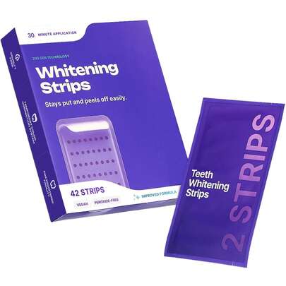 Purple Teeth Whitening Strips 21 Treatments - Safety For Enamel - Non Sensitive Teeth Whitening - Whitening Without Any Harm - Pack Of 42 Strips