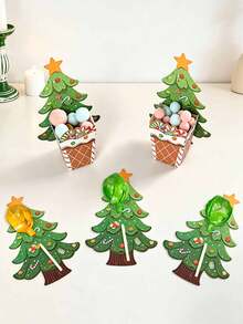 20pcs/Set Christmas Gift Boxes And Greeting Cards - Suitable For Wedding Favors, Baby Shower And Birthday Party. These Gift Boxes Feature Christmas Tree And Santa Claus Designs, Making Them Ideal For Holiday Parties And Bridal Showers. - Multicolor - View 11