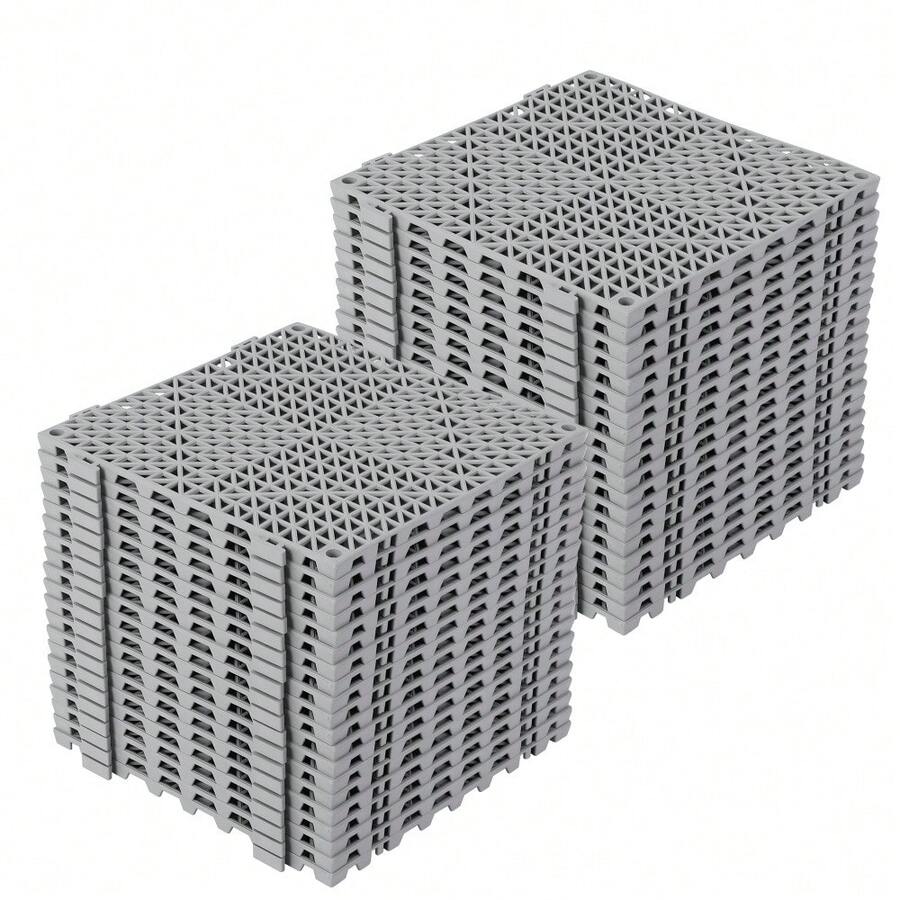 Techigher 50 Pack Interlocking PVC Floor Tiles 30x30cm, Non-Slip Drainage Tiles With Click System, Waterproof Modular Decking Tiles For Garage, Patio, Pool, Garden, Balcony - Multicolor - View 1
