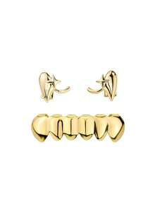 3件/1套時尚牙套 Grillz－2件平頂款與6件底部開口可調節嘻哈牙飾，中性款，適合日常配戴、派對表演道具 - 彩色 - 查看 15