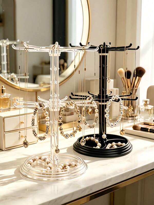 Rotatable Multi-Hook Jewelry Organizer Display Stand Set, Jewelry Box Vanity Accessory Suitable For Decorative Style Room Bedroom Wedding Home Autumn Decor Christmas Gift