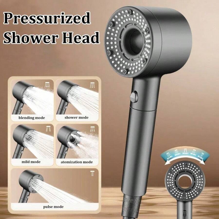 1 Set High Pressure Filtration Handheld Shower Head Hose Kit, Anti-Scale Purifying Filter Shower Head, Powerful Pressure Boost Design, Minimalist Practical Home Bathroom Daily Shower Set - Single Shower Head - View 1