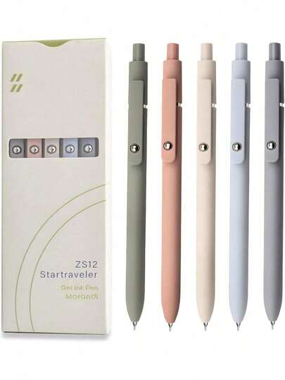 Gel Pens, 5 Pcs 0.5mm Black Ink Pens Fine Point Smooth Writing Pens, High-End Series Pens For Journaling Note Taking, Cute Office School Supplies Gifts For Women Men (Morandi)