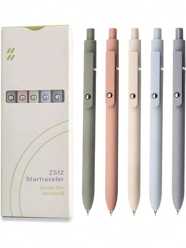 Gel Pens, 5 Pcs 0.5mm Black Ink Pens Fine Point Smooth Writing Pens, High-End Series Pens For Journaling Note Taking, Cute Office School Supplies Gifts For Women Men (Morandi)