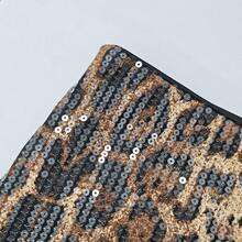 女款新款豹紋珠飾刺繡休閒日常短褲，四季百搭，秋冬夏季皆宜，波西米亞風時尚 - 咖啡棕 - 查看 5