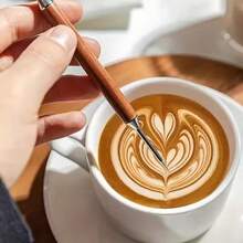 Premium Rosewood Handle Latte Art Needles - Stainless Steel Coffee Decorating Tools For Cafes & Restaurants - Wood Color - View 2
