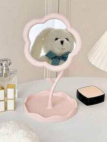 1pc Flower-Shaped High-Definition Makeup Mirror, Cute Girly Style Desktop Vanity Mirror With Detachable Jewelry Hanging Storage Structure, 2-In-1 Mirror + Cosmetic Storage, Suitable For Home, Student Dorm, Office, Bathroom Decor, Autumn Atmosphere Home Decoration Ornament, Practical Home Essential Gift For Friends And Couples - Multicolor - View 7