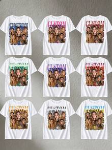 Kaos Ukuran Besar dengan Foto Kustom, Kaos Cetak Potret Vintage Era 90-an, Tambahkan Foto dan Teks Anda Sendiri, Hadiah Ulang Tahun yang Dipersonalisasi - Putih - View 2