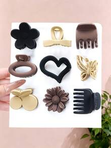 1/4/9pcs/Set Morandi Color Mini Hair Claw Clips, Simple Hair Accessories - Suitable For Girls And Women, Perfect For Daily Wear, Travel, Vacation, Party, Back To School Season - Multicolor - View 4