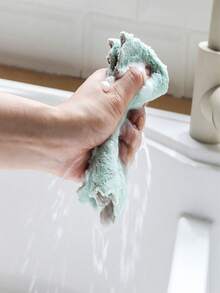 3/10 buah Kain Pembersih Bulu Karang Dua Lapis, Kain Lap Dapur Bebas Serat dengan Daya Serap Super, Kain Lap Rumah Tangga Warna Acak - MultiWarna - View 8