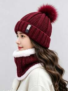 Autumn/Winter Thickened Velvet Hat, Warm Ear Protection Scarf, Outdoor Travel Set - Multicolor - View 6