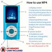 (No Memory Card Included)Supports Music, Video, Photos & E-Books | Headphones & Data Cable Included | Slim Portable, Multi-Color | Great For Sports & Travel ,150mAh Battery, Long Lasting Endurance - View 10