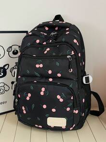 Versatile Fashion Women's Cherry Dual-Back Combination Bag Student Backpack - Black - View 5