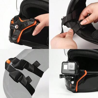 Helmet Chin Mount Camera Bracket Clip, Includes Head Strap Clip + Screw + Phone Holder