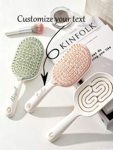 1pc Personalized Customized Comb, Massage Air Cushion Brush, Women's Volumizing High Crown Styling Comb, Hollow Detachable Self-Cleaning Comb, Fluffy Comb, Scalp Massage Comb, Rib Comb, Women's Long Hair Curly Hair Styling Comb, Large Curved Comb, Laser Engraved Name Logo Comb, Personalized Gift, Hair Styling Tool - Multicolor - View 1