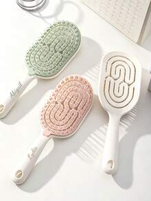 1pc Personalized Customized Comb, Massage Air Cushion Brush, Women's Volumizing High Crown Styling Comb, Hollow Detachable Self-Cleaning Comb, Fluffy Comb, Scalp Massage Comb, Rib Comb, Women's Long Hair Curly Hair Styling Comb, Large Curved Comb, Laser Engraved Name Logo Comb, Personalized Gift, Hair Styling Tool - Multicolor - View 3