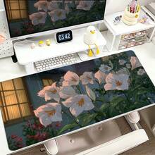 YUFZX 1pc Extra Large Extended Moonlit Starlight Lily Flower Sea Pattern Mouse Pad, With Non-Slip Rubber Bottom And Stitched Soft Cloth Material Keyboard Pad. Quiet Night Sky Healing Floral Landscape Aesthetic With Non-Slip Rubber Bottom And Stitched Soft Cloth Material Keyboard Pad, Suitable For Gaming, Home Office And Learning Scenarios. - View 10