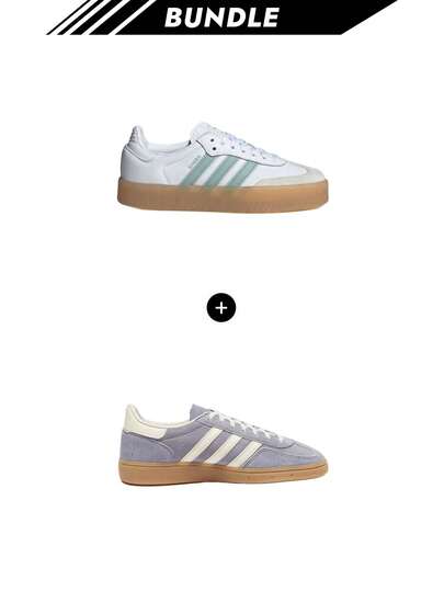 Adidas [حزمة] أحذية سامباي للنساء أبيض سحابي/أزرق عجيب JP5609 + أحذية غازيل أوريجينالز كرة اليد للنساء بنفسجي / أبيض كريمي JR0849