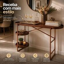 Aparador Hall De Entrada 120cm Luxo Buffet Moderno Couro - Bronze - Visão 2
