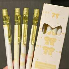 4pcs Bow Decor Neutral Pens, Large Ink Capacity, High-Value Macaron Color, Portable Transparent Barrel, Smooth Writing Stationery For Students Classroom And Office, NS Style Ribbon Bow Neutral Pens, Large Ink Capacity, High-Value Fresh Appearance, Lightweight And Portable, Student Daily Note-Taking And Office Writing Pens - Pen - View 2