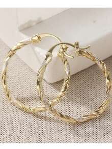 Gmzalx Eternal Twist Hoop Earrings, Vintage Luxury Style, Avant-Garde Daily Accessory, Perfect Gift For Fashionable Women's Everyday Elegance - Gold - View 7