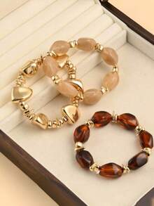 1pc Niche Design Asymmetrical Versatile Casual Minimalist Elegant Tie-Dye Random Layered Bracelet - Multicolor - View 4