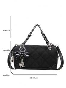 Women's New Spring Fashion Quilted Chain Handbag, Small Square Crossbody Bag, Versatile - Black - View 8