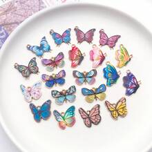 20pcs Alloy Enamel Colored Insect Butterfly Pendant Jewelry Making DIY Earring Pendant Various Design Charms For Jewelry Making Bracelets Necklace - Multicolor - View 8