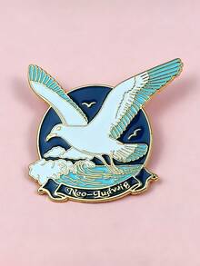 Blue Ocean Bird Brooch – Flying Seagull Wave Enamel Pin For Bag Jacket Accessories Gift - Multicolor - View 3