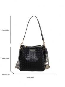 New Woven Shoulder Bag For Women, High-End Crossbody Bag, Versatile Commuter Bag - Black - View 7
