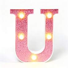 1個16cm/6.3英吋玫瑰粉LED發光字母燈，電池供電家居裝飾字母燈，適用於婚禮求婚、生日派對裝飾、週年紀念裝飾、臥室桌面字母燈及房間牆面裝飾字母 - 深粉紅色 - 查看 33