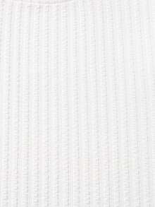 1pc White Vertical Textured Solid Color Men's T-Shirt, Crew Neck Loose Fit Long Sleeve Top, Soft Ribbed Knit Fabric, Clean Silhouette Flattering Fit, Versatile Layering Piece, Minimalist Vacation Style, Suitable For Shopping, Dating, Vacation And Travel - White - View 9