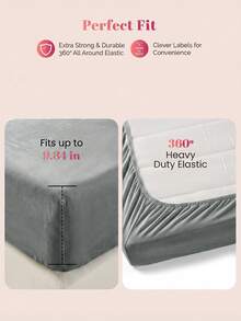2/3pcs Solid Color Fitted Sheet Mattress Protector Cover, Deep Pocket Bed Sheet, Soft & Breathable, Suitable For All Bed Sizes - Twin, Full, Queen, King, 9-12 Inches/25cm Deep Pocket, Machine Washable, Gray - Grey - View 6