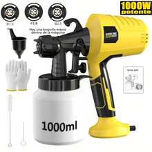 Paint Sprayer Gun with Cord Electric Paint Sprayer 3 Patterns 110V 1000W 1L Electric Paint Sprayer Without Air Professional Spraying Tools Multi-Functional Electric Paint Sprayer for Furniture, Cabinets, Fences, Walls, Doors, Garden Chairs, Etc. - Tipo de Enchufe A USA (110-127V) - Ver 7