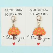 5pcs/10pcs Autumn Maple Leaf Enamel Keychain, "A Little Hug To Say A Big Thank You" Card, Fall Pocket Hug Appreciation Gift For Teachers & Coworkers - Multicolor - View 5