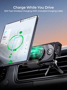 REMAX 15W Wireless Car Charger Phone Mount With Auto-Clamping & Auto Rotation, Fits Foldable & Regular Phones, Adjustable Charging Coil, Built-In 150mAh Battery, RGB Ambient Light, Stable Triangle Hook Design, Car Accessories, Car Essentials, Car Stuff - Charger Mount - View 6