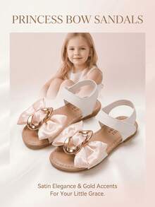 Nuevas sandalias infantiles con lazo de cadena, diseño de cierre de gancho y bucle, adecuadas para fiestas de cumpleaños, crean un ambiente elegante y sofisticado - Blanco - Ver 3