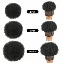 Super Fluffy Hair Scrunchie 4-10 Inch Drawstring Ponytail Bun, Suitable For Girls, Children And Women, 3 Sizes, Synthetic Hair Bun, Curly Hair Scrunchie Bun, 4-10 Inch Fluffy Drawstring Ponytail, Synthetic Hair Bun, Curly Hair Scrunchie Bun - Black - View 3