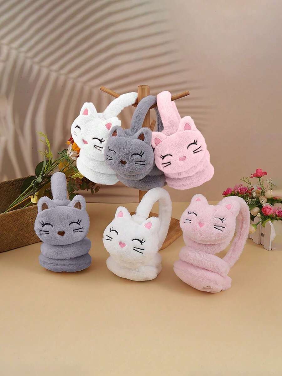 Autumn/Winter Warm Plush Ear Muffs, Cute Plush Cartoon Cat Ear Muffs, Cold-Proof Ear Protection - Multicolor - View 1