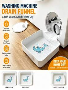 1pc Customized Pattern Heavy Duty Washing Machine Drain Tray Replacement Funnel, Enhance Your Laundry Experience! Multi-Functional Washing Machine Drain Accessory, Washing Machine Outlet Cleaning Tool, Plastic Material, Can Be Used For Washing Machine Outlet Water Storage, Effectively Prevent Laundry Room Floor Overflow, Can Be Used For Bathroom Water Storage, Souvenir For Cleaning And Storage Enthusiasts, Halloween, Christmas, Graduation Season, The Best Drain Tray Gift - Washing Machine Drain Pan (Cartoon Pattern) - View 9