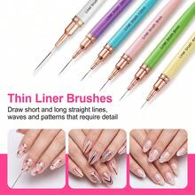 6pcs Nail Art Liner Brush Set / Gel Nail Brush Set / French Striped Line Painting Brush / Professional Nail Art Tools - Multicolor - View 3
