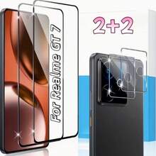 4pcs (2+2), Compatible With Realme GT 7/GT 7 Pro/15 Pro/15T/ Includes 2pcs Ultra Clear Tempered Glass Screen Protector + 2pcs Black High Definition Lens Protector, Ultra Clear Camera Lens Protector Pad Protector Full Coverage Easy Installation Screen Protector - Clear - View 5