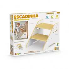 Escada Infantil Montessori Escadinha 2 Degraus Criança Pia Banheiro Cozinha Até 35kg - Branco - Visão 4
