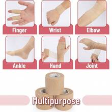 Cofoe Self-Adhesive Elastic Bandage Roll, Waterproof Breathable Self-Adhesive Bandage, 177 Inches/450cm Flexible Self-Adhesive Compression Bandage, Suitable For Home First Aid, Travel And Outdoor Sports, Wrist, Ankle, Knee, Finger Support Daily Protection - Apricot - View 3