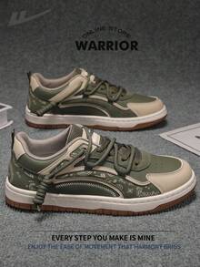 Warrior Men's Board ShoesSpring And SummerComfortable Modest Style Casual Yet Sleek Sneakers Applicable Throughout The Year Wear-Resisting All-Day Wear Training Sneakers Running Shoes - Army Green/Apricot - View 1